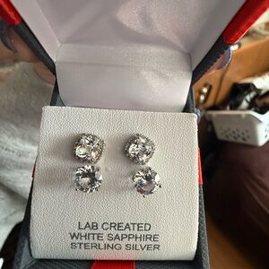 Sterling Silver White Sapphire Earrings